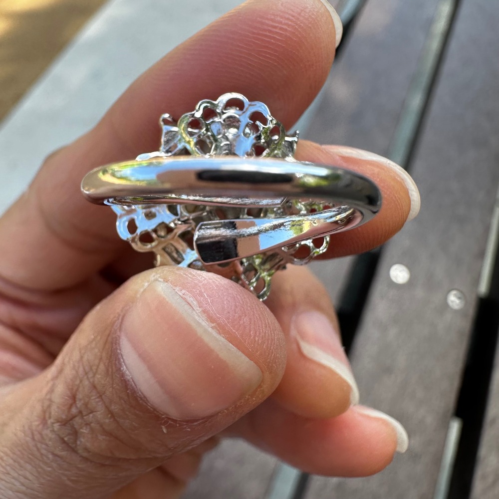 Vintage Sarah Coventry Camelot Pearls and AB Crystals Ring Silver Tone Sz 6.5 - Picture 6 of 7